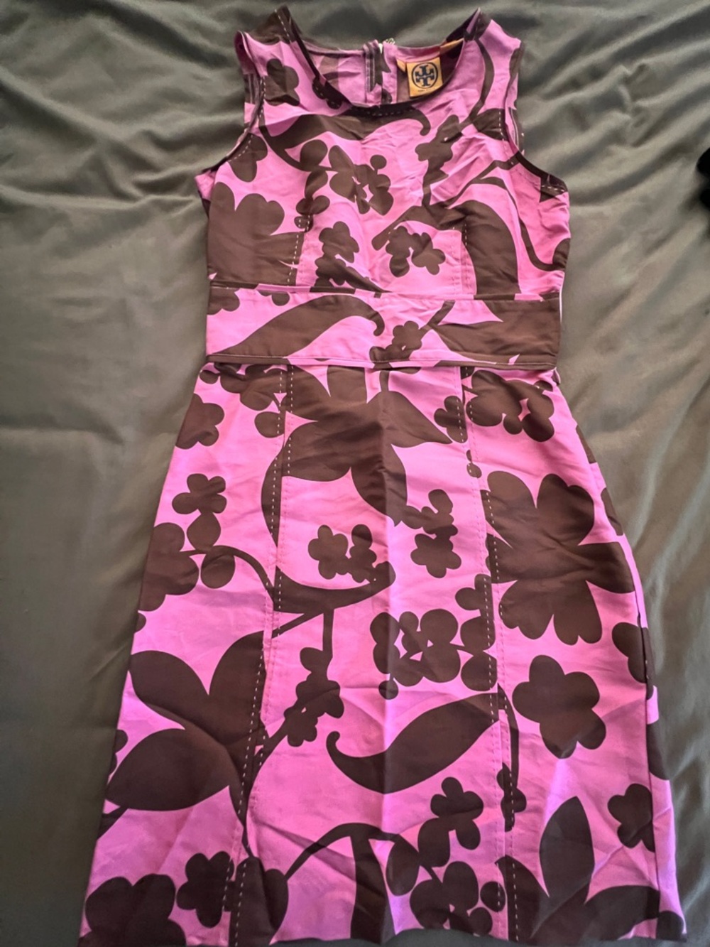 Tory Burch Pink and Brown Floral Shift Dress